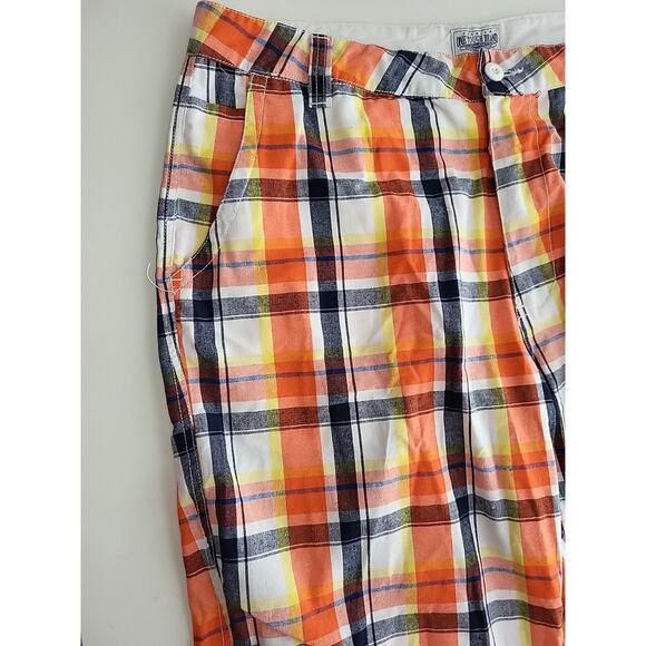 One Tough Brand OTB Shorts Mens Size 40 Orange Blue Plaid Golf Outdoor Cargo - Picture 2 of 9